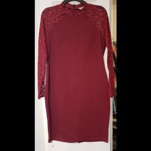 NWOT Fitted Red Lace Dress